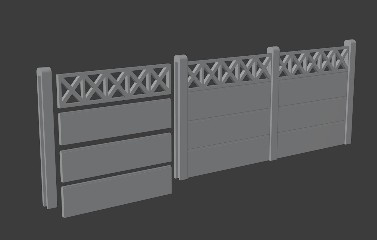 Concrete fence (3 spans)