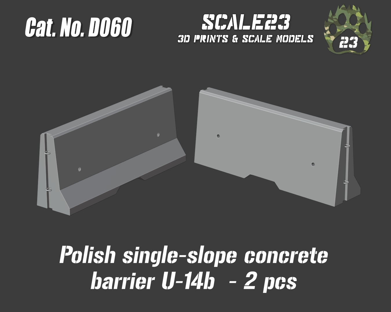 Polish concrete barrier - single-slope (2pc)