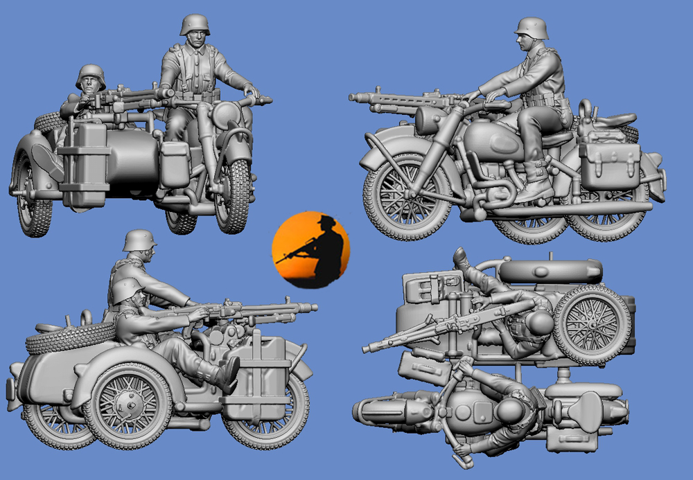 WW2 German sidecar with crew - set 1 - Click Image to Close