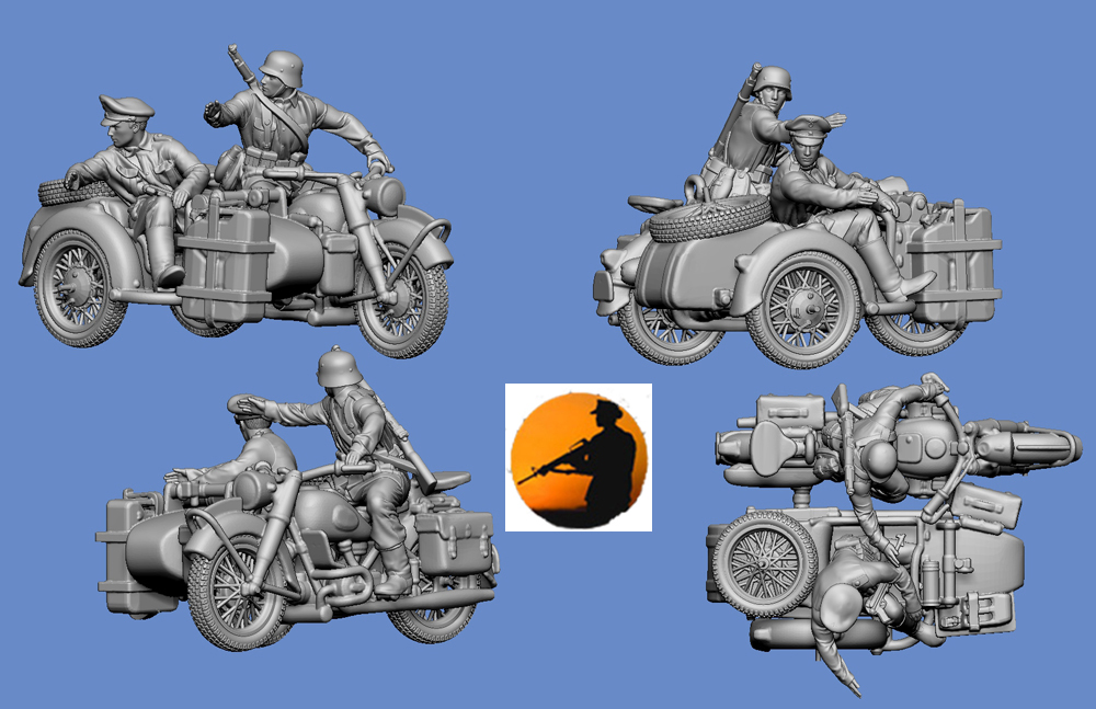 WW2 German sidecar with crew - set 2 - Click Image to Close