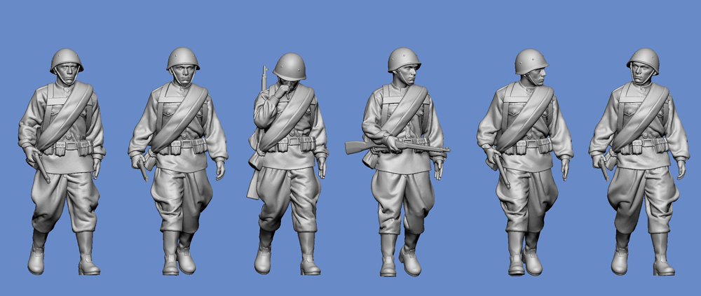WW2 Soviet infantry - advancing - set 4