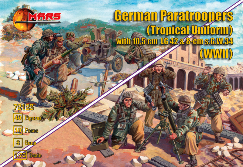 WW2 German Paratroopers in trop. with 10.5cm LG 42 & 8cm s.G.W - Click Image to Close