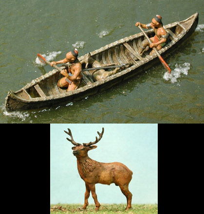 Hunters in Canoe & Deer